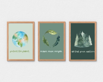 Earth Day Wall Art | Instant Download | US LETTER 8.5 x 11 inches | Sustainability | Digital Printable PDF