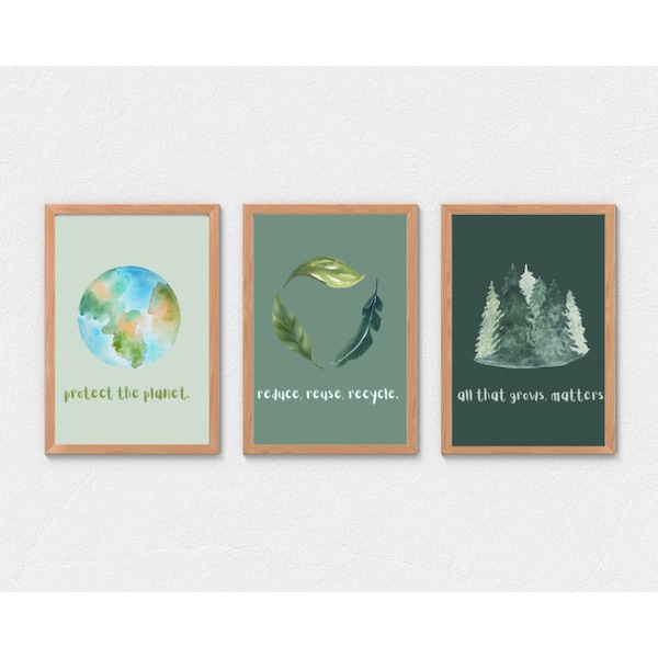 Earth Day Wall Art | Instant Download | US LETTER 8.5 x 11 inches | Sustainability | Digital Printable PDF