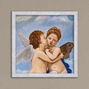 Cupid and Psyche as Children. Oil Painting on canvas Copy Bouguereau