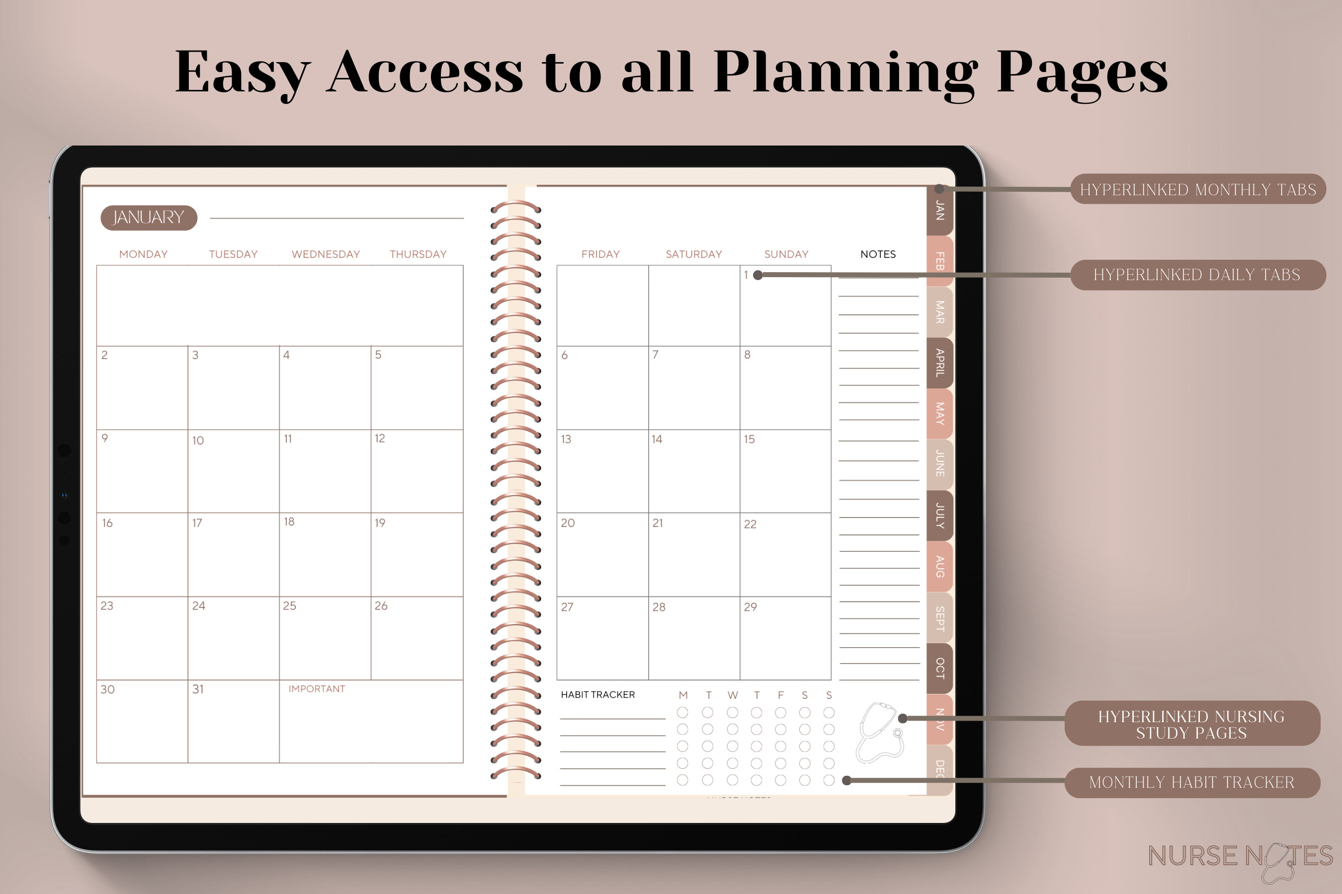 Nursing Healthcare Student Academic Planner | 2025 Digital Planner | Daily, Weekly, &amp; Monthly ...