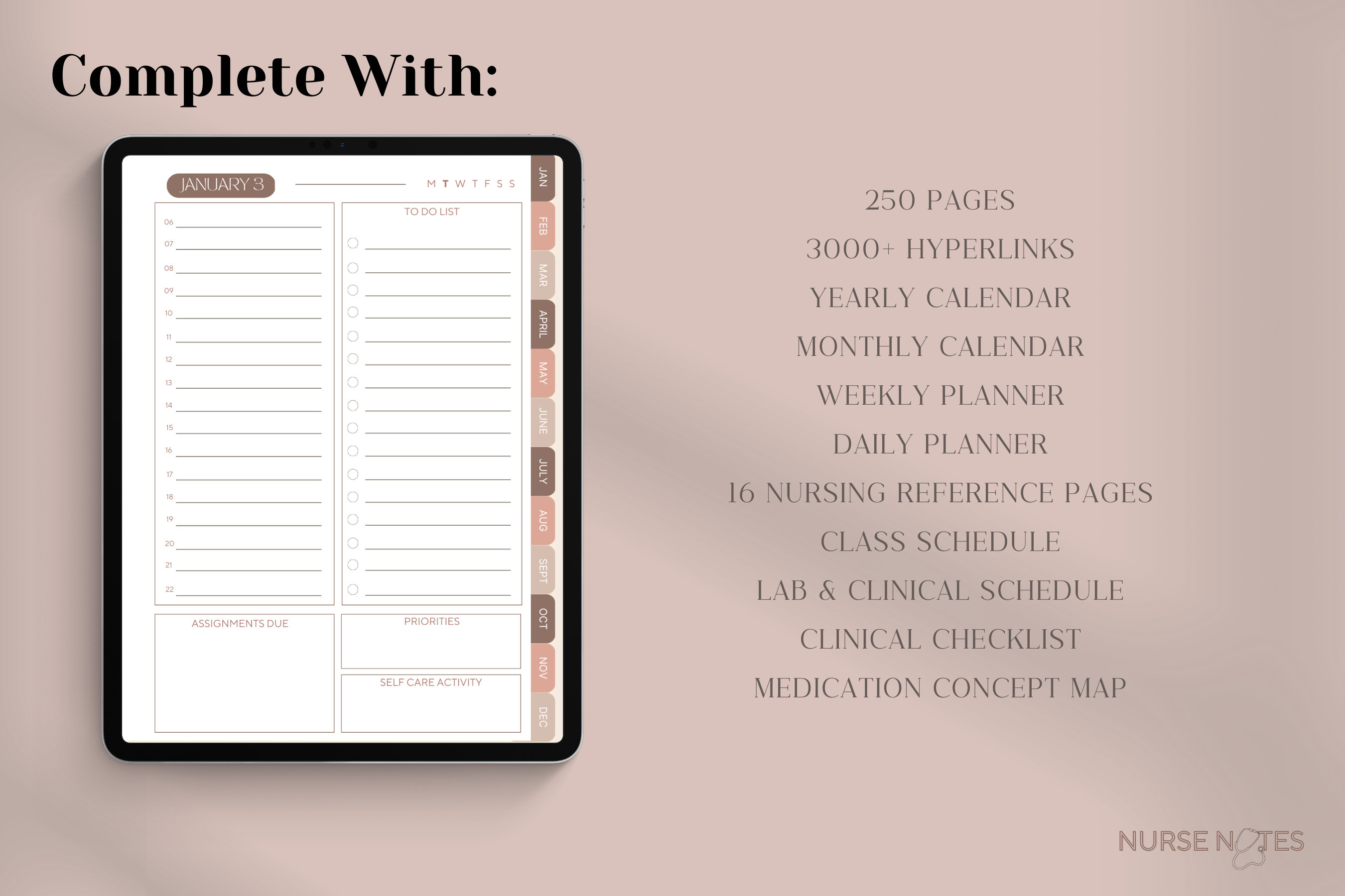 Nursing Healthcare Student Academic Planner | 2025 Digital Planner ...