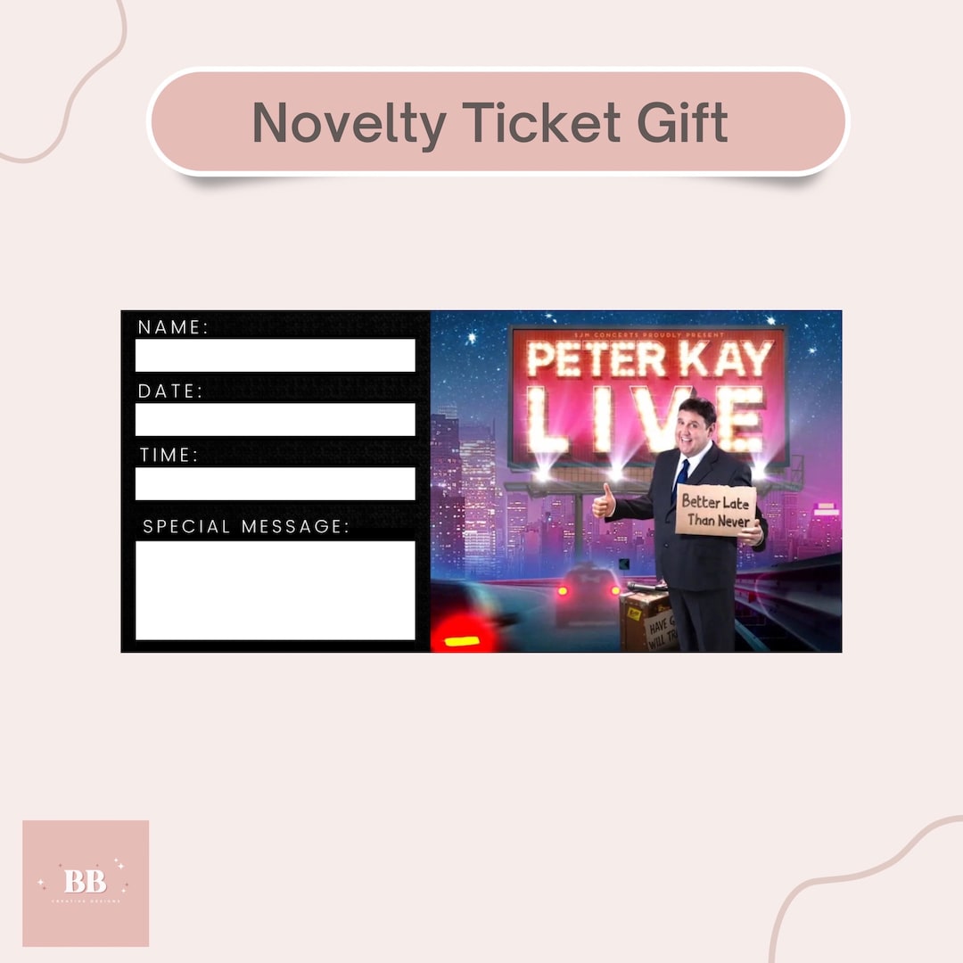 Gig Ticket Peter Kay Show Ticket Personalised Ticket Etsy UK