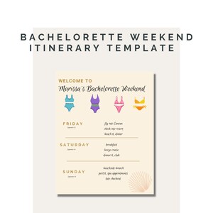 Bachelorette Party Weekend Itinerary Template