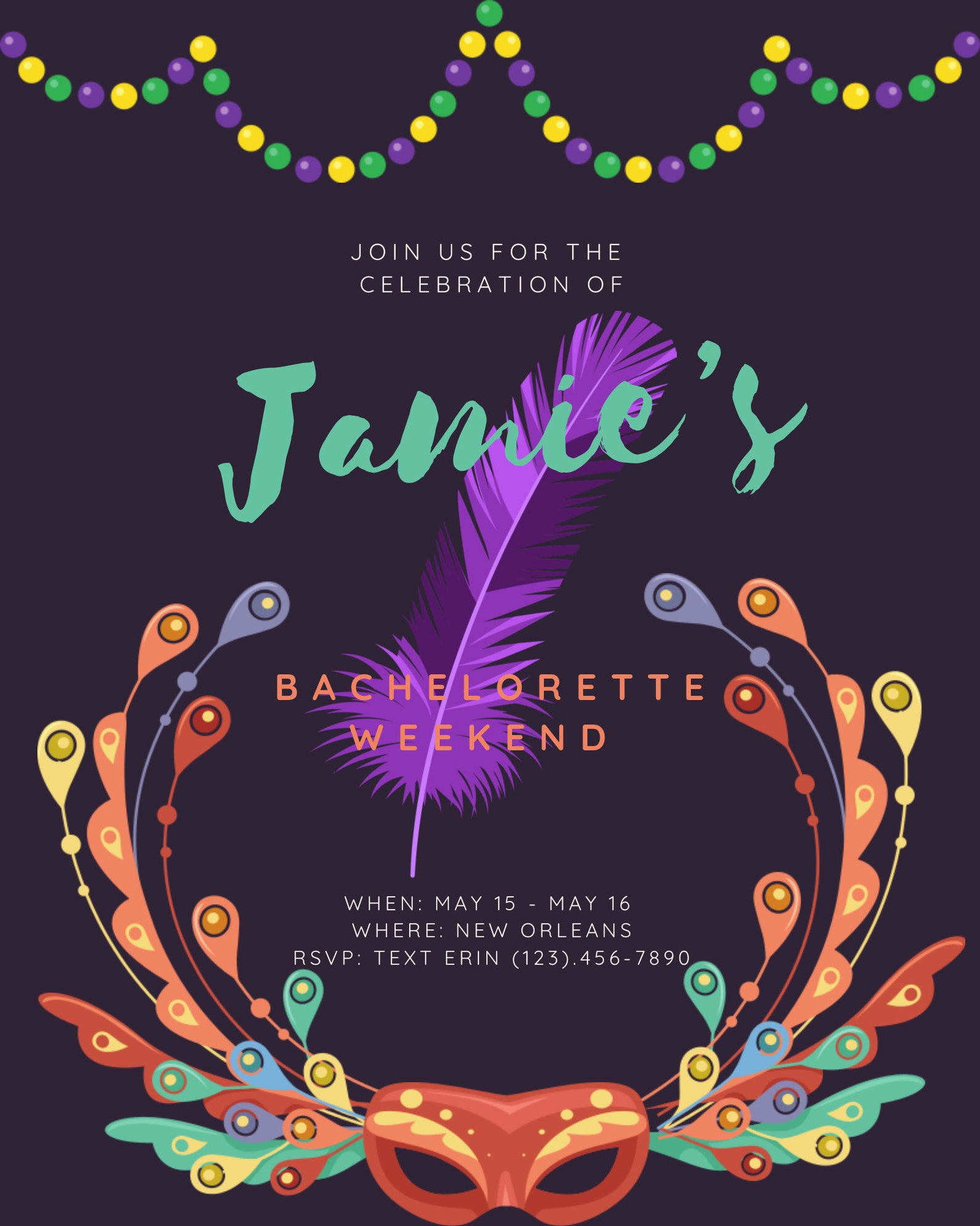New Orleans Themed Bachelorette Party Itinerary &amp; Invitations - Digital Template - Etsy
