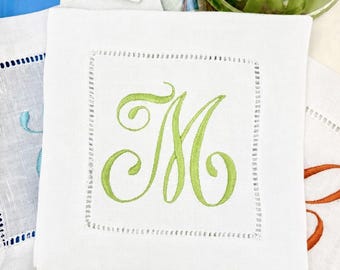 Embroidered Cocktail Napkin Set | Personalized Initial Monogram | Script Font | Hostess Gift | Bridal Shower | Housewarming