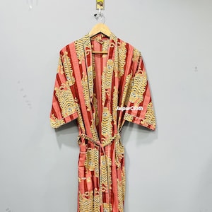 New Animal Print Kimono Robe, Indian Soft Cotton Kimono, Japanese kimono, Beach Cover Up, Bridesmaid Gown, Nightwear Dress
