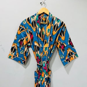 Indian Mukut Print Robe, Japanese Kimono, Indian Robes, Body Crossover, Beach Coverups, Bridesmaid Gift, Wrap Dress