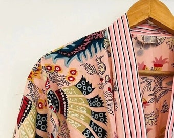 Peignoir kimono en coton, Peignoir de demoiselle d'honneur à carreaux, Vêtements de nuit d'été, Taille unique