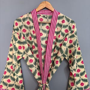 Bata tipo kimono de algodón, regalo único, vestido de dama de honor, talla única