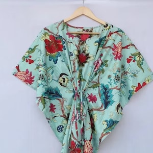 Cotton Kaftan, Indian Floral Kaftan, Long Caftan,Dress For to be Moms, Beach Cover up, Sleepwear, Indian Kaftan, Maxi Dress,Bikini Cover Up