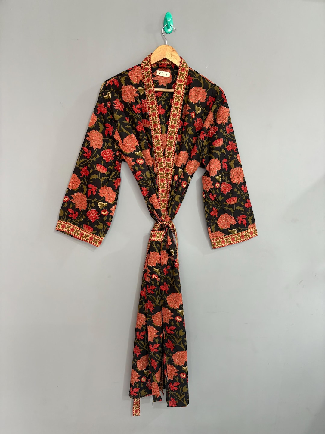 Cotton Kimono Robe, Block Print Robes for Women,dressing Gown, Plus ...