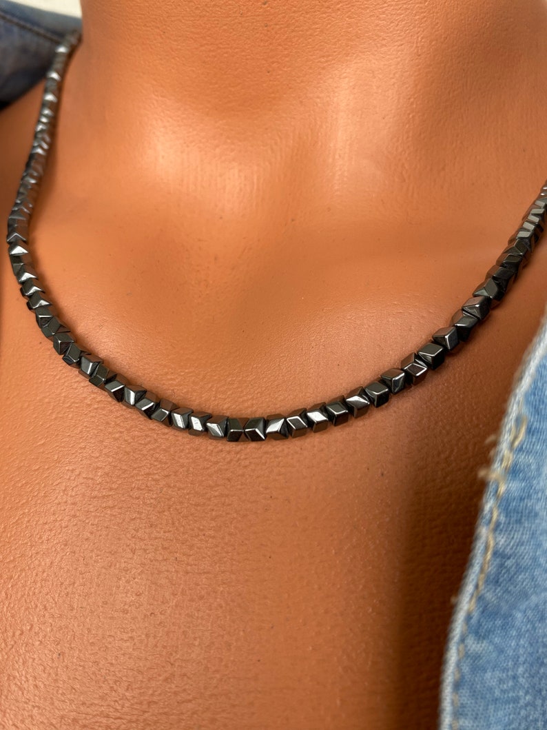 Hematite Choker Necklace, Hematite Jewelry, Minimalist Choker Necklace