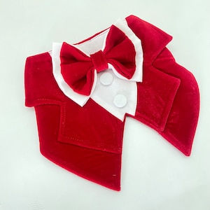 Red Velvet Pet Tuxedo Bandana - Dapper Dress for Cats and Dogs | Premium Royal Velvet wedding Pet Tuxedo Bandana