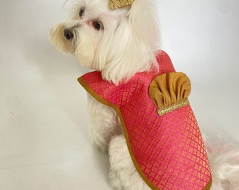 Bubblegum Pink Booti Sherwani Coat for Dogs and Cats - Elegant Halloween Costume