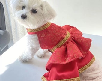 Red Lehenga Choli for Dogs and Cats - Ethnic Pet Costume