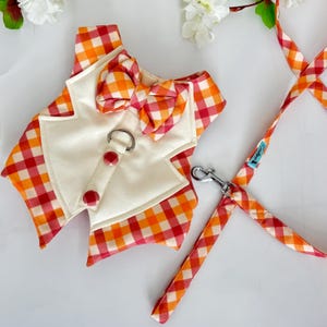 Tuxedo Harness with Matching Leash – For Cats & Small Dogs | Wedding Dog harness | Custom colour Harness for small dogs cats | Dog mom gift