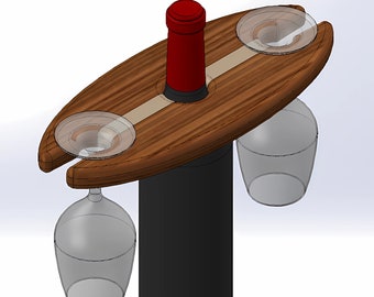 Wine Glass Bottle Caddy Woodworking pattern template CNC router files dxf pdf stl