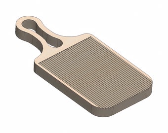 May include: A wooden comb with a handle, designed for styling hair. The comb has a rectangular shape with a rounded edge and a series of parallel teeth.