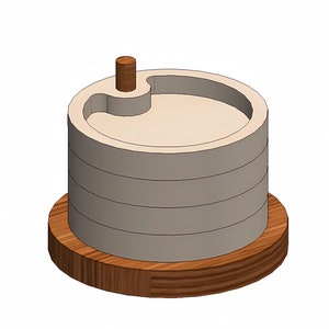 Puede incluir: Un soporte para pasteles de madera de varios niveles, con una base circular y una pequeña clavija cilíndrica. El soporte tiene un cuerpo beige claro con detalles de madera marrón oscuro. El diseño es simple y moderno, adecuado para exhibir postres.