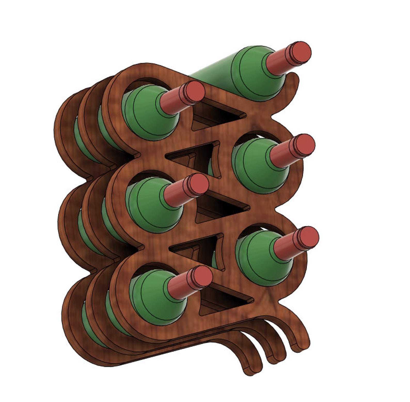 Cnc Router Wine Rack 6 Bottle Wine Rack CNC Router Laser Cut Files Folded Ribbon Switchback ...