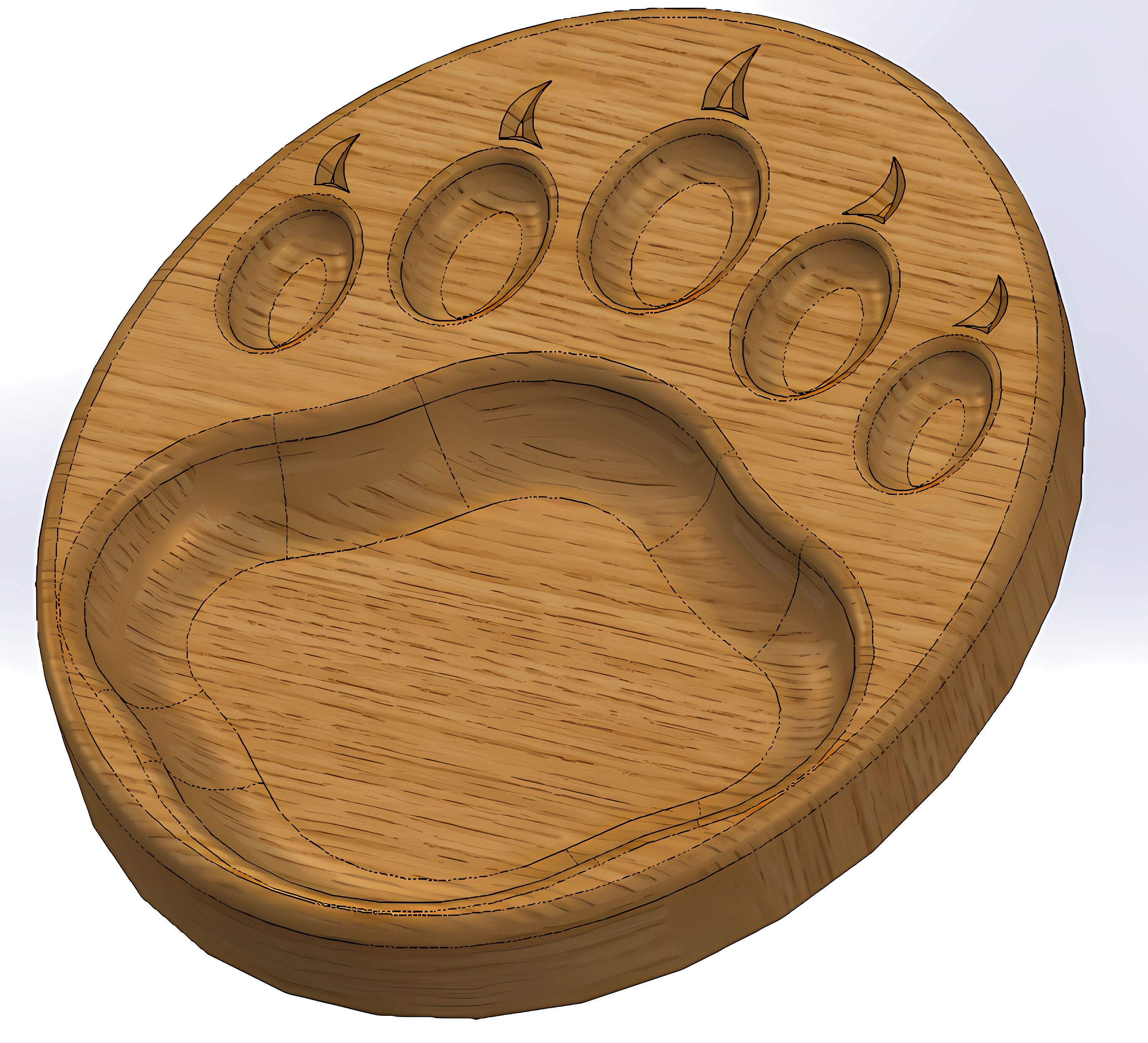 Bear Paw Print Catch All Tray CNC Router Files and Template DXF PDF Stl ...