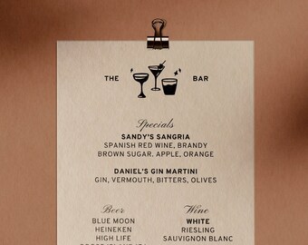 CHEERS DIY Bar + Drinks Menu | Fully Editable Template | Digital Download for Day-Of Wedding Signage | Printable | Retro Funky Modern
