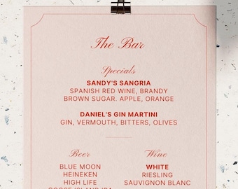SOIRÉE DIY Bar + Drinks Menu | Fully Editable Template | Digital Download for Day-Of Wedding Signage | Printable | Retro Funky Modern