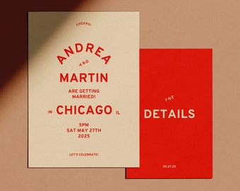 AROMI DIY Wedding Invitation Suite | Fully Editable Template | Digital Download for Wedding Stationery | Printable | Retro Funky Modern