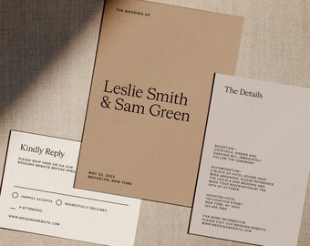 CREAM Custom Designed Wedding Invite Suite | Digital Download for Wedding Stationery | Printable | Minimal + Modern