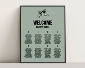CHEERS DIY Welcome + Seating Sign | Fully Editable Template | Digital Download for Day-Of Wedding Signage | Printable | Retro Funky Modern