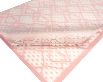 Frosted Pink Open Hearts Floral Wrapping Paper - 20 Sheets