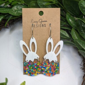 Cracked Egg Easter Bunny Earrings, Easter Earrings, Acrylic Earrings, Bunny Ears, Egg, Animal Earrings, Spring, Easter Bunny, Cracked Egg