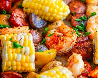 Sheet Pan Shrimp Boil RECIPE Digital Download Printable
