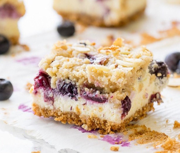 Blueberry Crumble Cheesecake Bars RECIPE Digital Download - Etsy