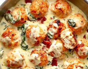 Baked Chicken Ricotta Meatballs RECIPE Digital Download Printable