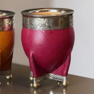 Argentinian Mate Imperial Rosa Premium Alpaca + Base Bolitas Bronce Argentina