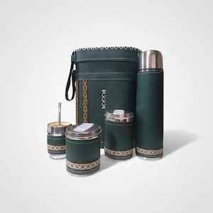 Eco-leren mateset, roestvrij staal, thermo, Argentinië