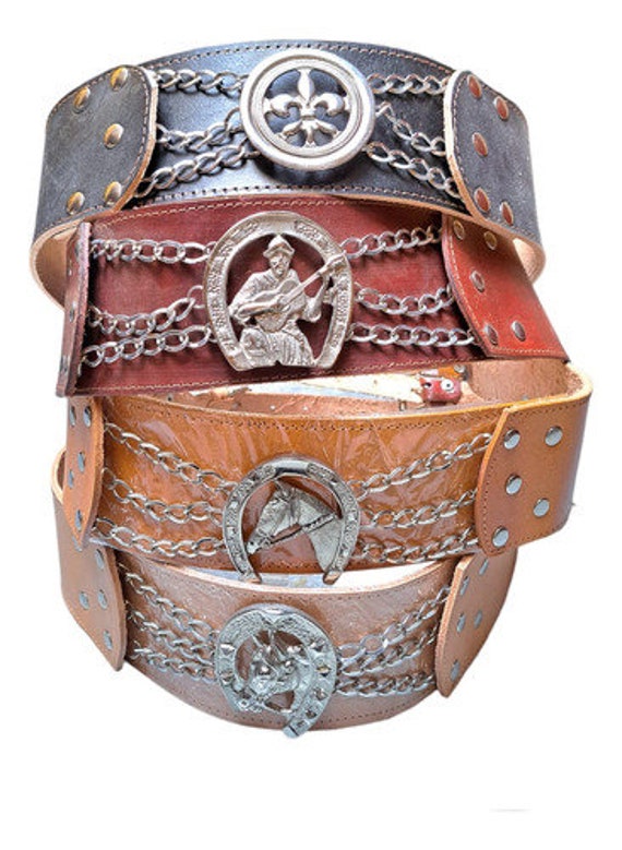 Vintage Argentinian Handmade Leather Gaucho Belt With Mixed Metal Copper Pretty! Gaucho Belt | eBay main image 3