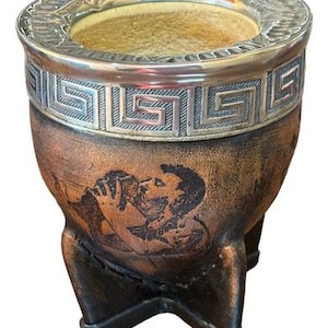 Argentijnse MESSI Mate Imperial Mate Imperial 100% Cuero con La Copa y Virola Alpaca Cincelada Argentina