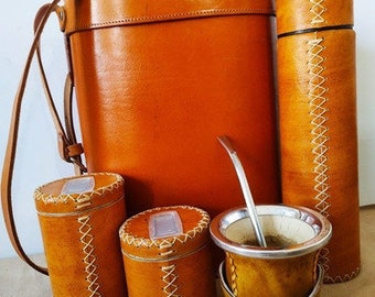 Argentinian Mate Kit Set Mate Matera Bag, Mate Gourd Cup, Thermos, Bombilla Included  Argentina 6 pieces