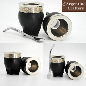 Mate Imperial Uruguayo Camionero de Acero Inoxidable Forrado en Cuero+ Bombilla Handmade Argentina