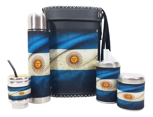 Set Matero Mate Gourd Set Completo Bandera Argentina 6 Piezas Argentina