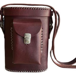 Bolso Matero Morral Porta termo Matera 100% Cuero color Bordo Borravino Argentina
