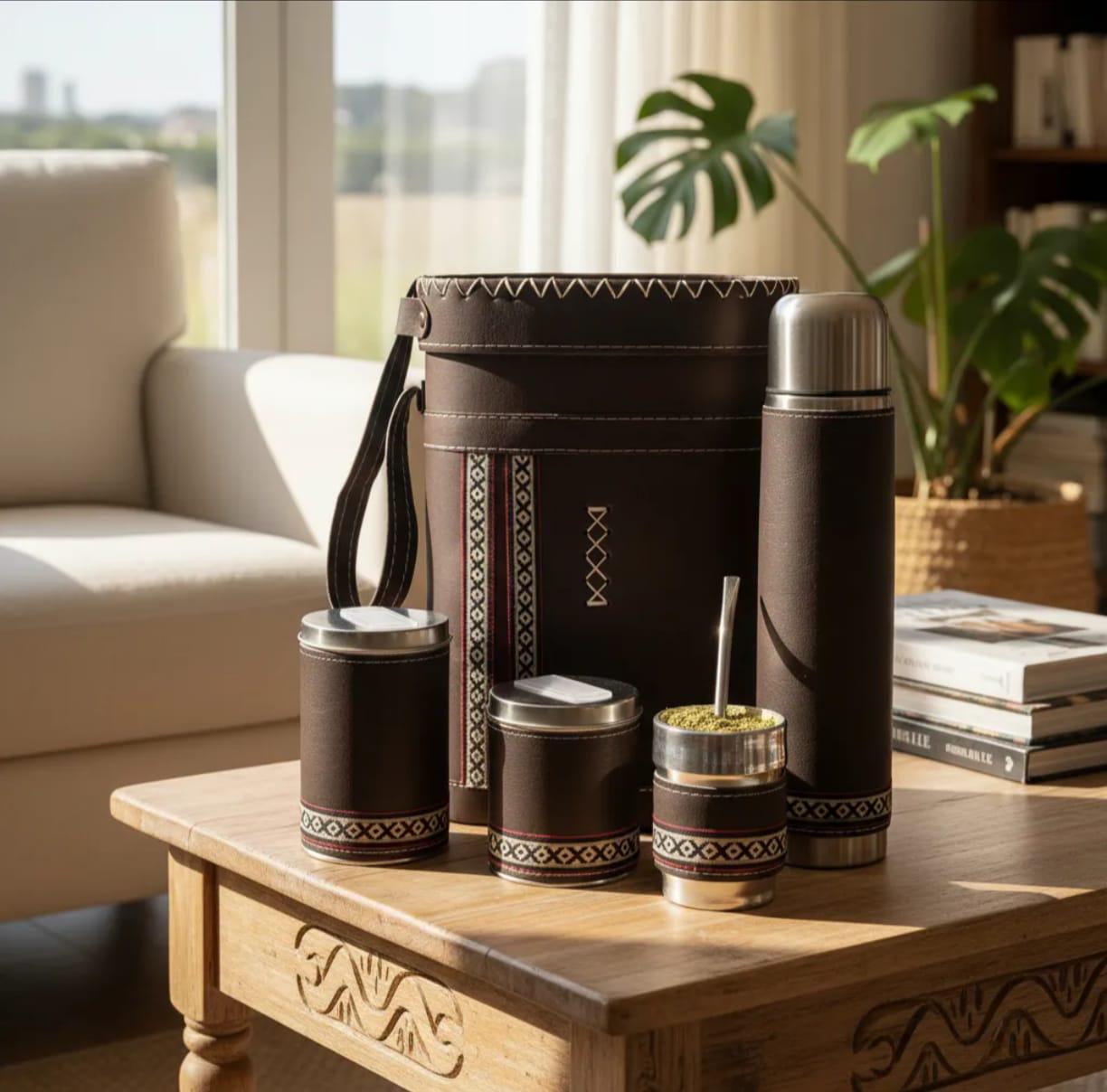 アルゼンチン産マテ茶セット：合成皮革テルモ、イエルベラ、マテ茶