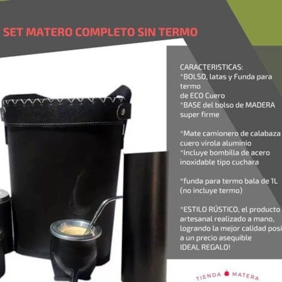 Kit Completo Mate Inox en Cuero