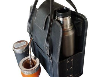 Eco Leather Mate Set mit Tasche, Yerbera, Azucarera und Cana