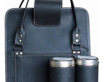 Handgemaakte Eco Leather Mate-set: Argentijnse bolso met yerbera en azucarera