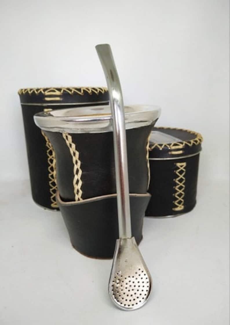 Set Yerba Mate BALIBETOV - Thermos 500ml, Zucca Acciaio, Bombilla E Spazzola (Nero)