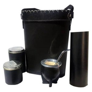 Set Matero Kit Equipo Mate Porta Termo Eco Cuero X 6 Piezas Handmade Argentina