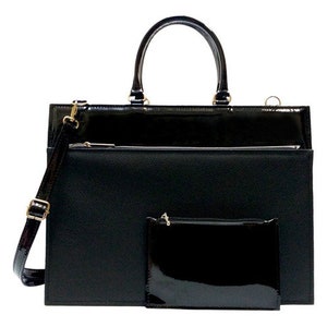 Premium Portafolio Maletin Cartera Charol, Business Gift for Her, Office Briefcase, Leather Laptop Bag Women, Patent Leather Crocodile Bag
